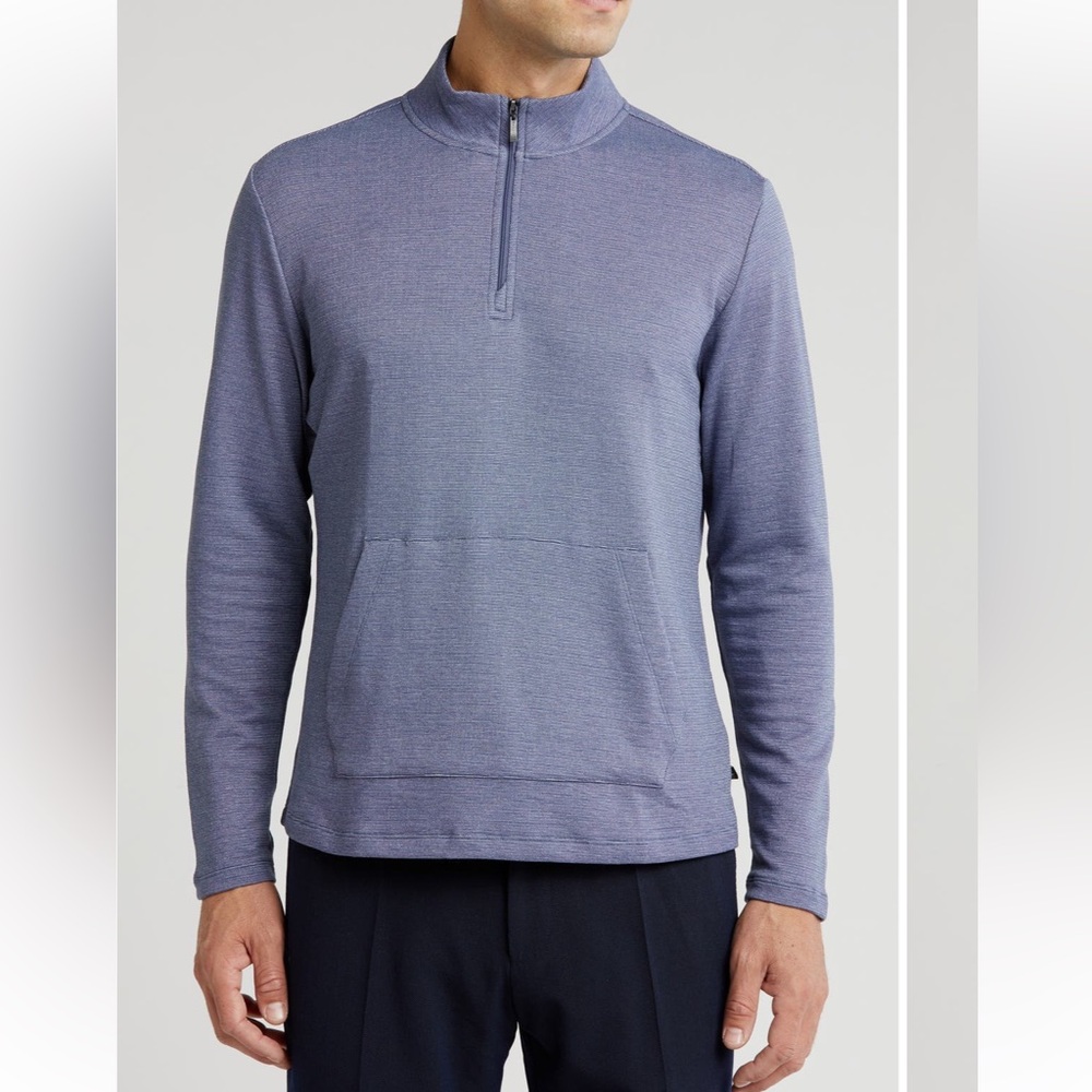 Robert Barakett Heathered Periwinkle Quarter-Zip Pullover vintage blue L new